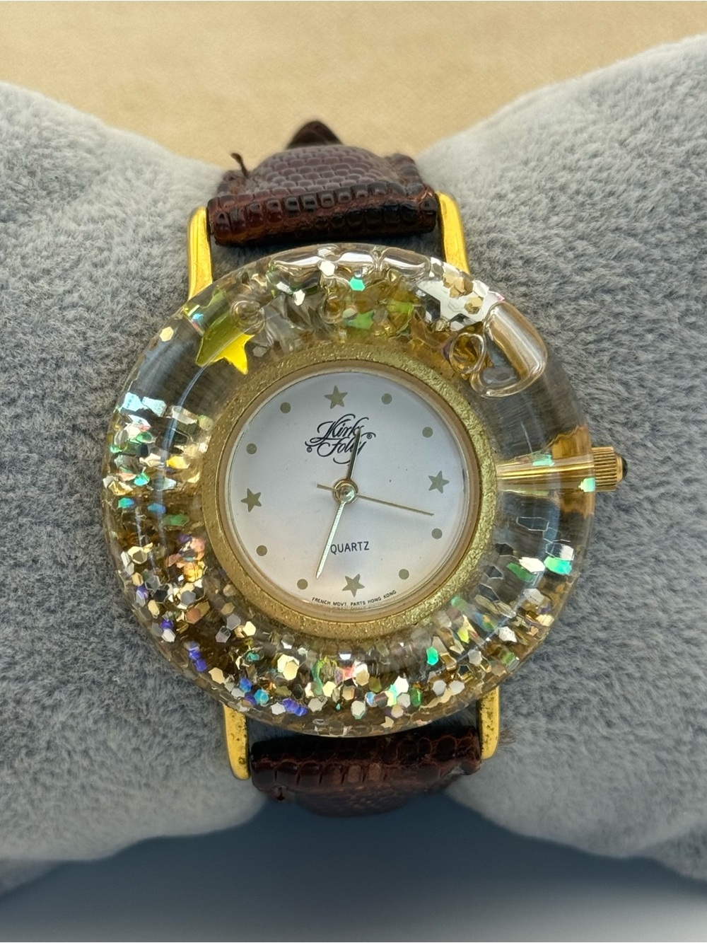 Vintage Kirk’s folly Gold-Tone Glitter Round Dial Women's Watch - Clear & Gold